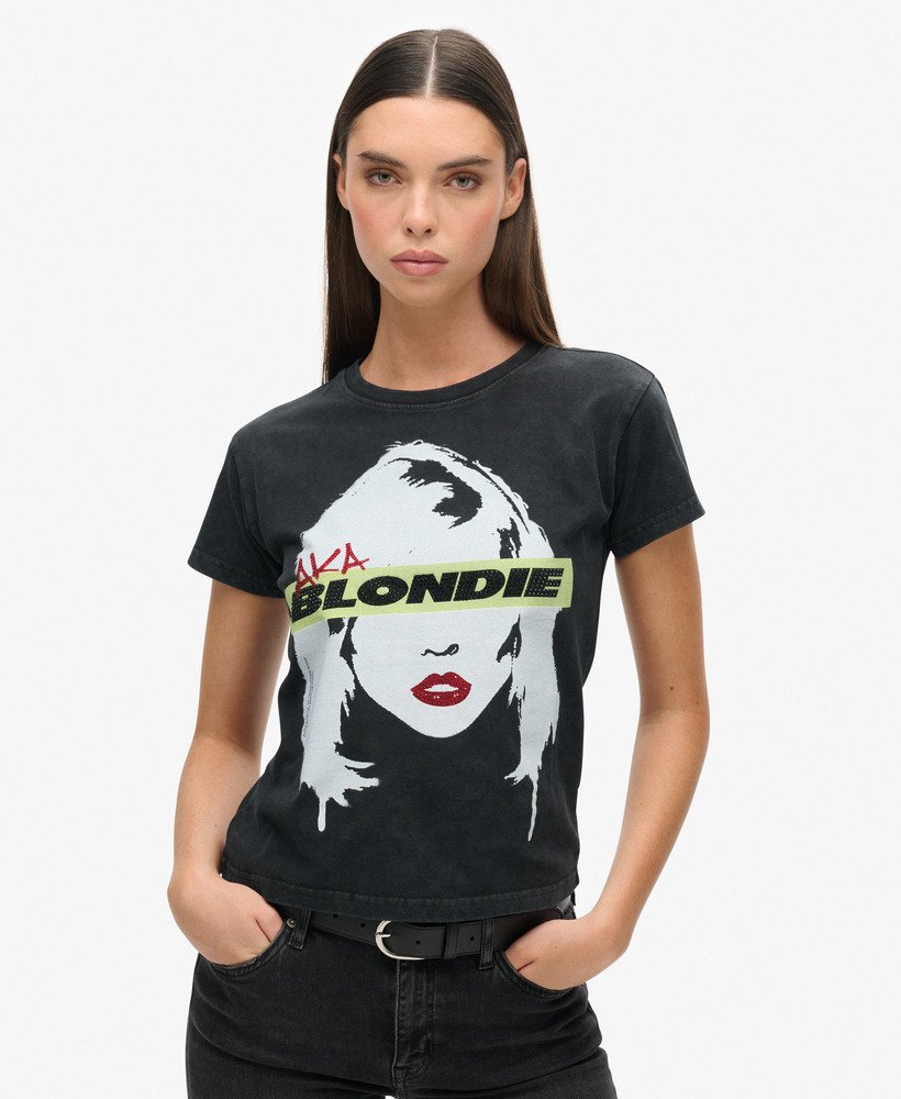 camiseta blondie x superdry fitted na cor preta