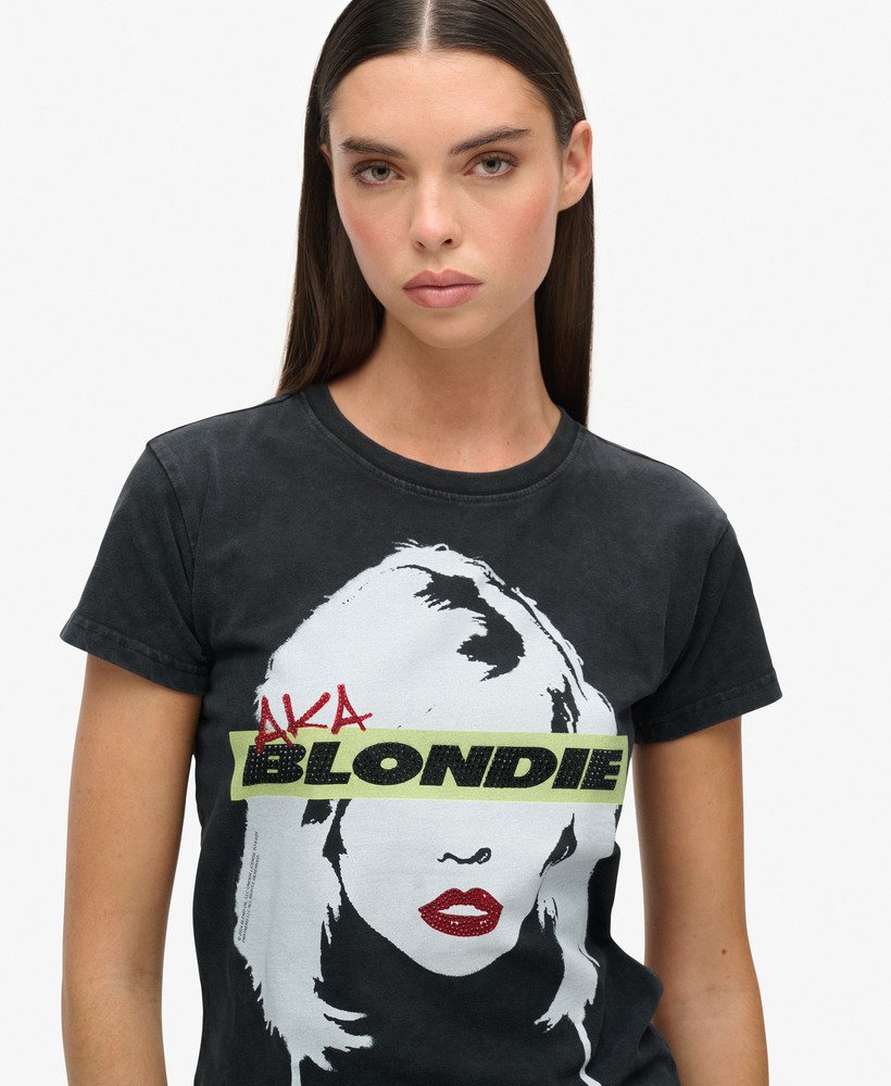 camiseta blondie x superdry fitted na cor preta