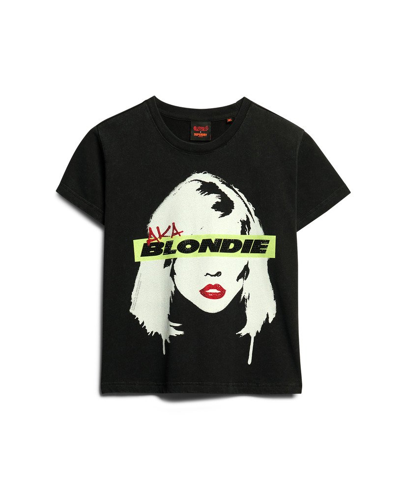 camiseta blondie x superdry fitted na cor preta