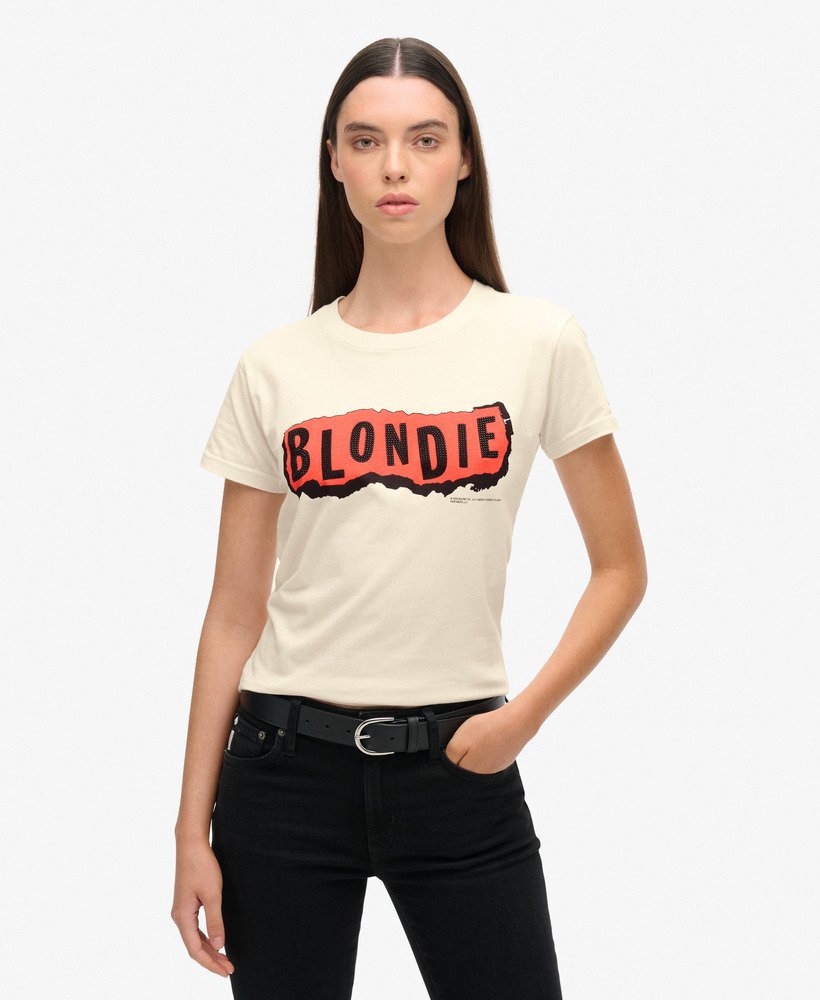 camiseta blondie x superdry fitted na cor new chalk white