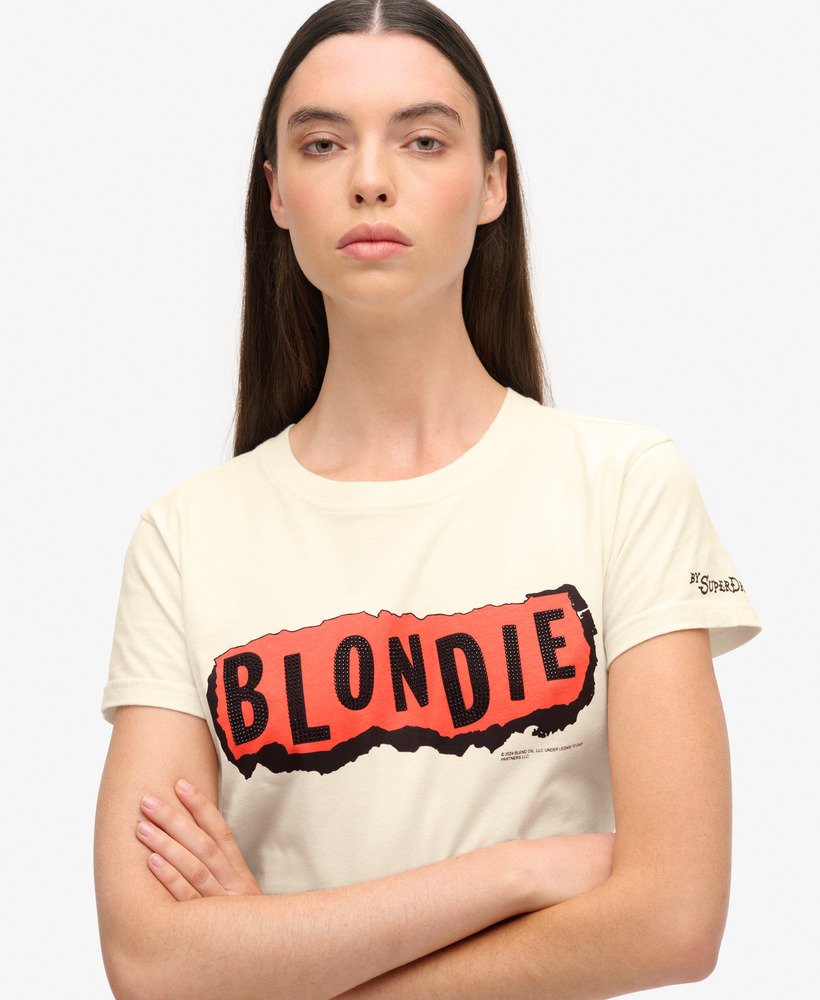 camiseta blondie x superdry fitted na cor new chalk white