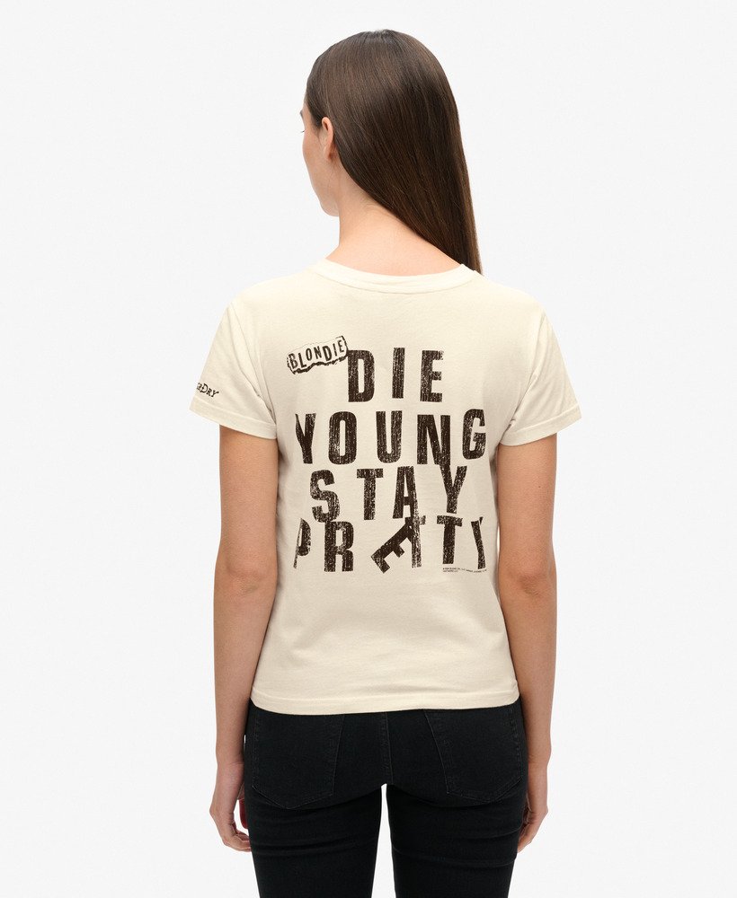 camiseta blondie x superdry fitted na cor new chalk white