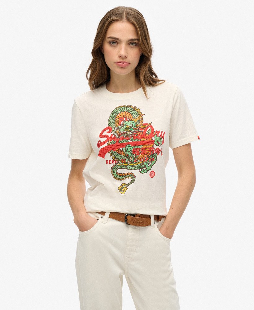 camiseta vintage logo tokyo relaxed em tecido new chalk white slub