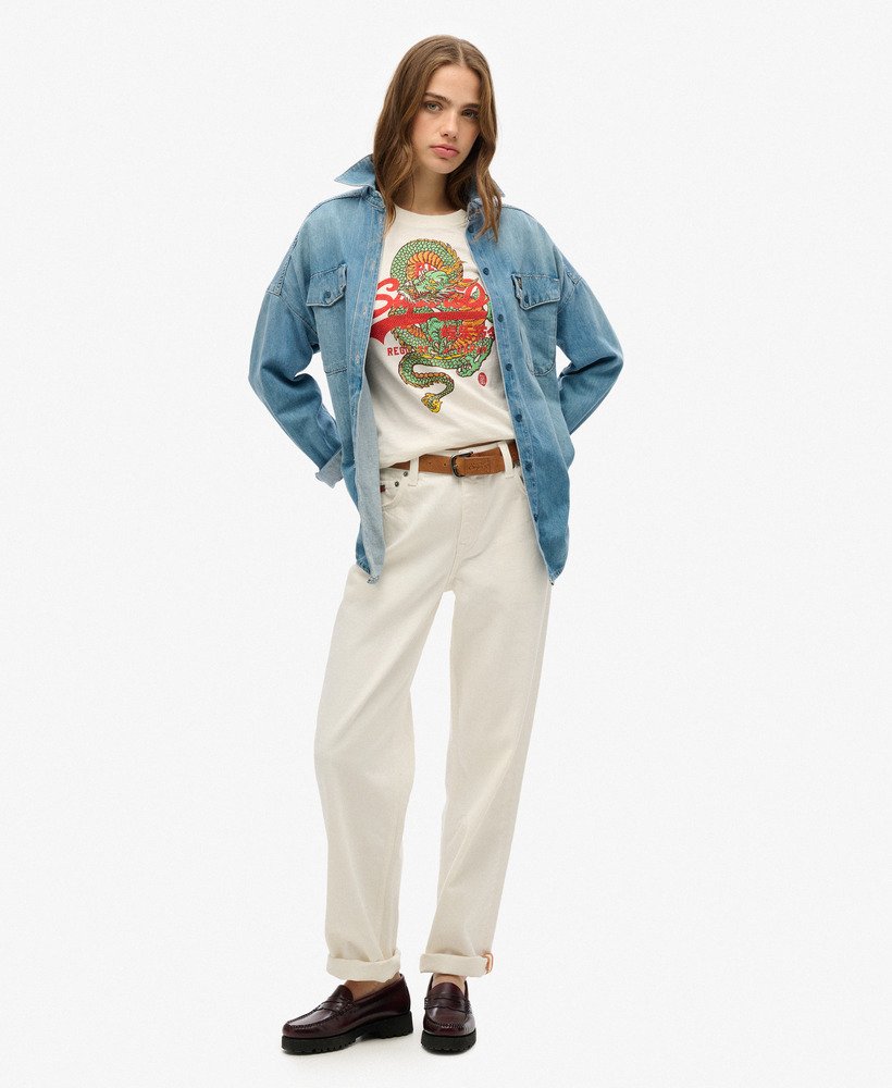 camiseta vintage logo tokyo relaxed em tecido new chalk white slub