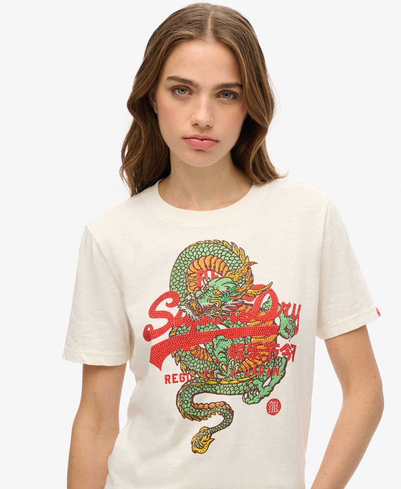 camiseta vintage logo tokyo relaxed em tecido new chalk white slub