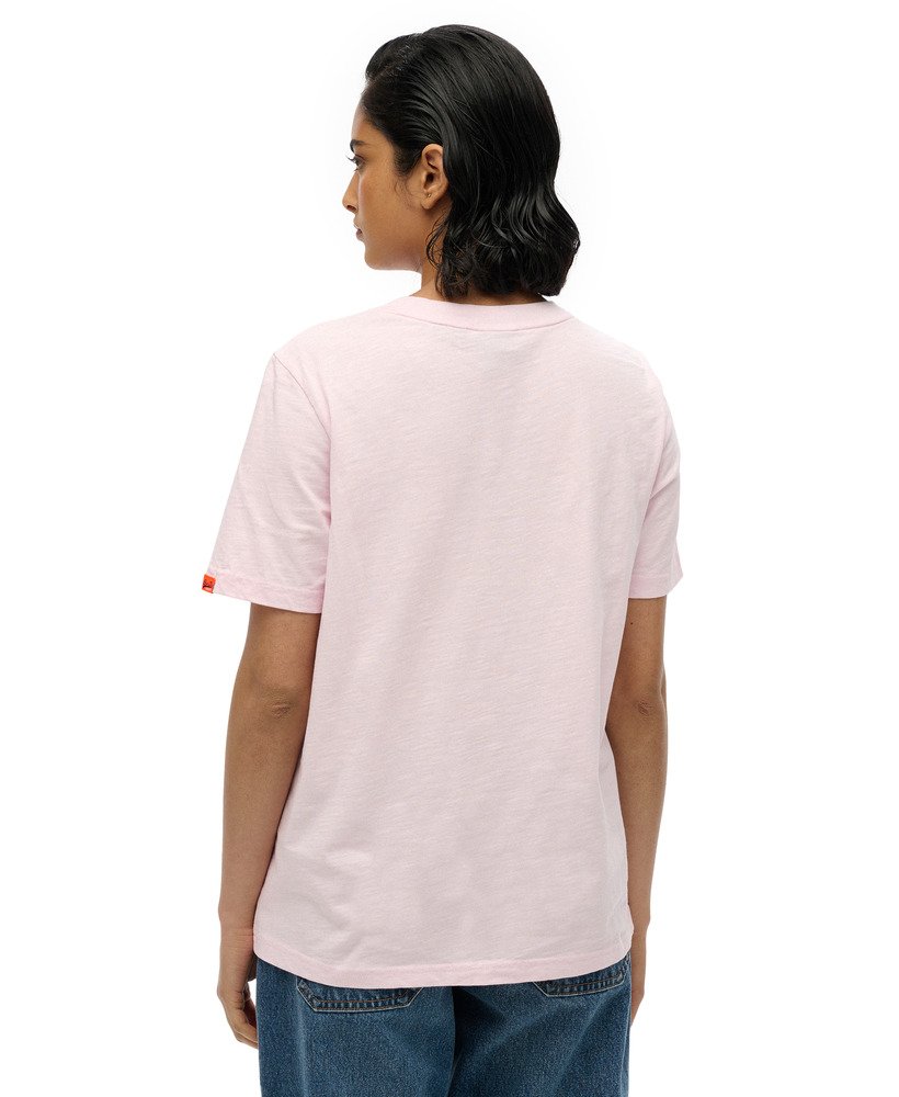 camiseta vintage logo tokyo relaxed em tecido flamê rosa.