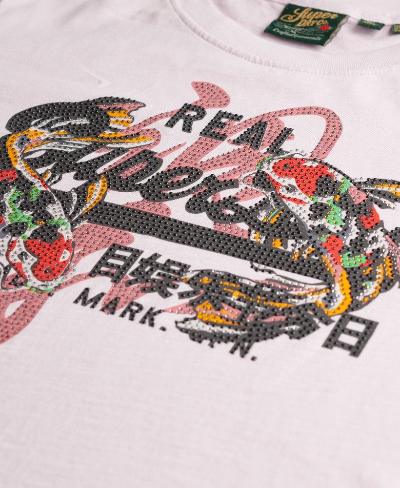 camiseta vintage logo tokyo relaxed em tecido flamê rosa.
