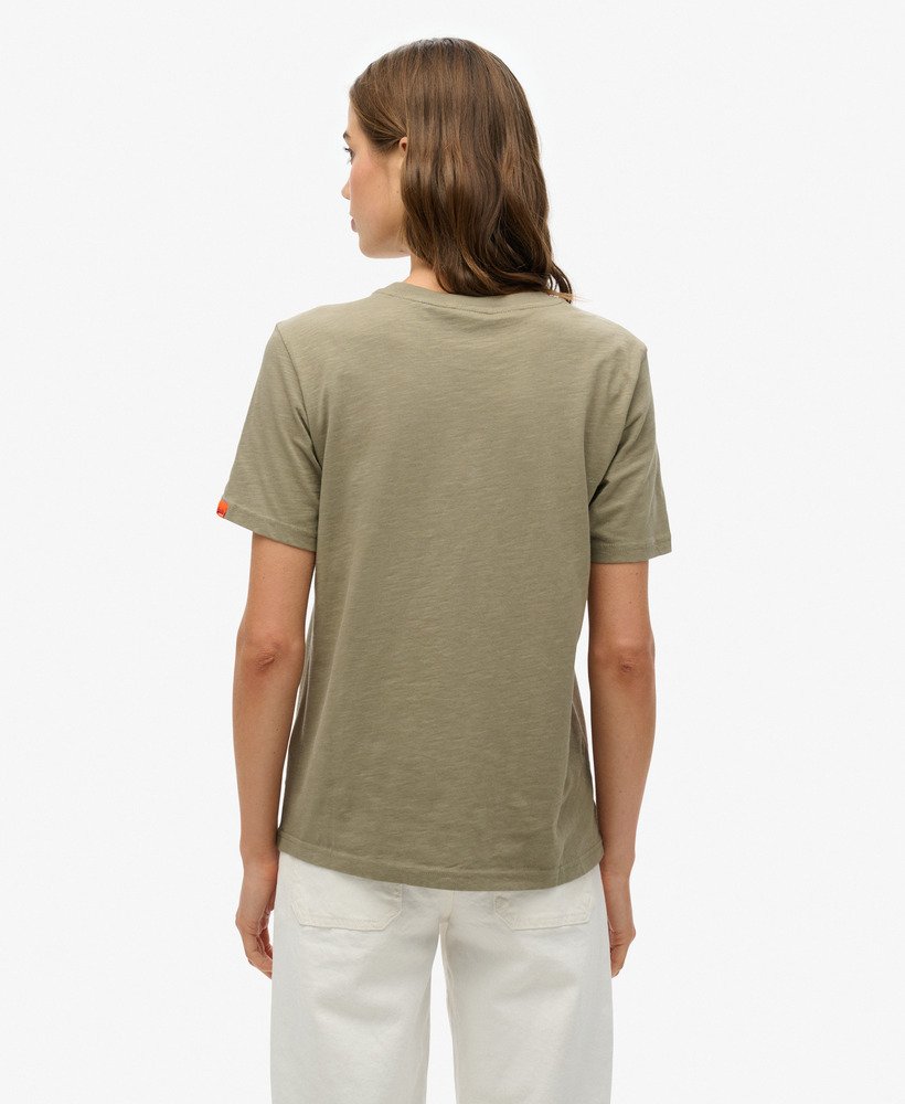 camiseta vintage logo tokyo relaxed em tecido slub verde cáqui claro