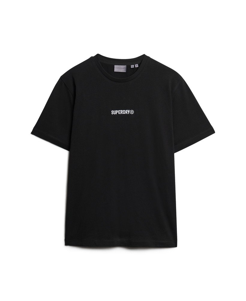 camiseta oversized com micro logo na cor preta.