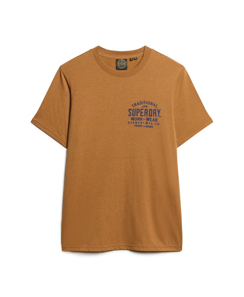 camiseta oversized para trabalho fabricada em tecido na cor marrom tabaco mesclado escuro.