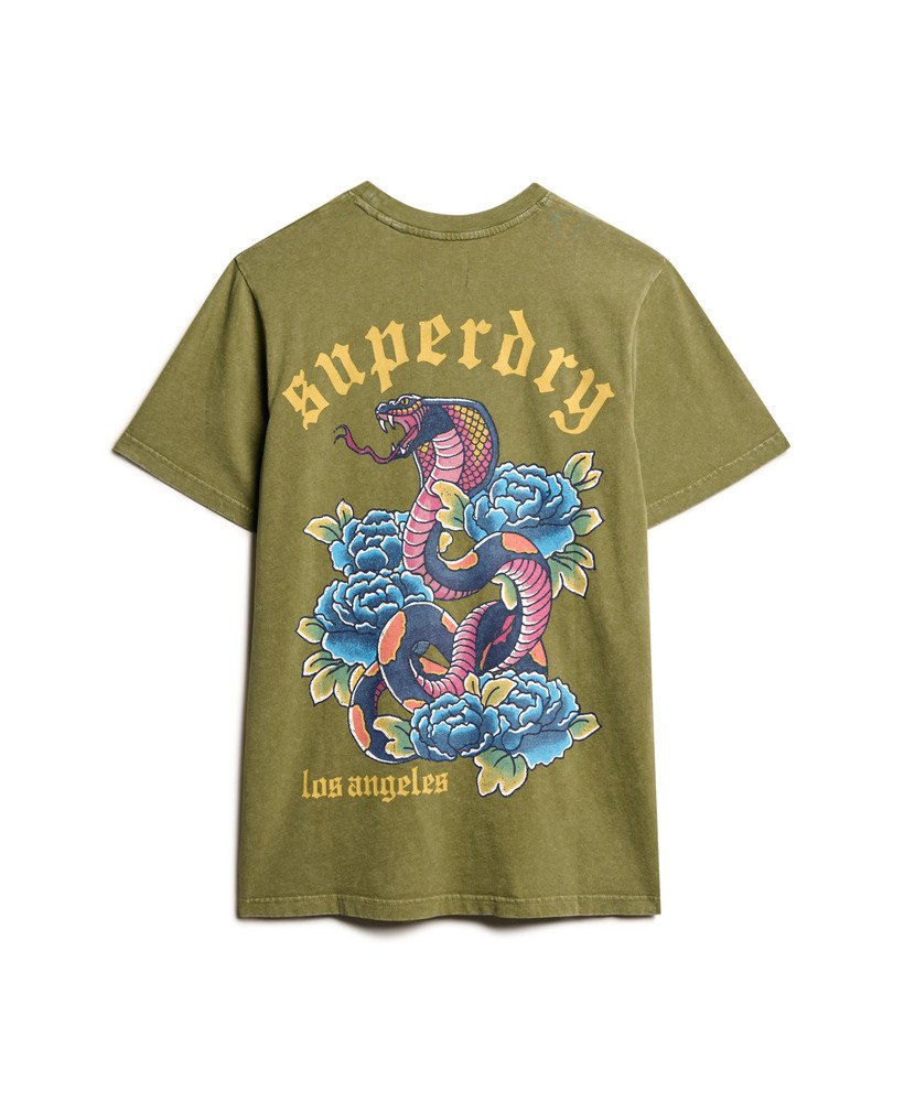 camiseta oversized com estampa de tatuagem na cor cáquioliva