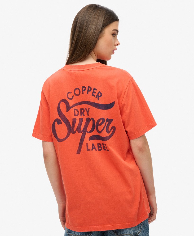 camiseta oversized copper label com estampa no peito em denim co laranja ferrugem