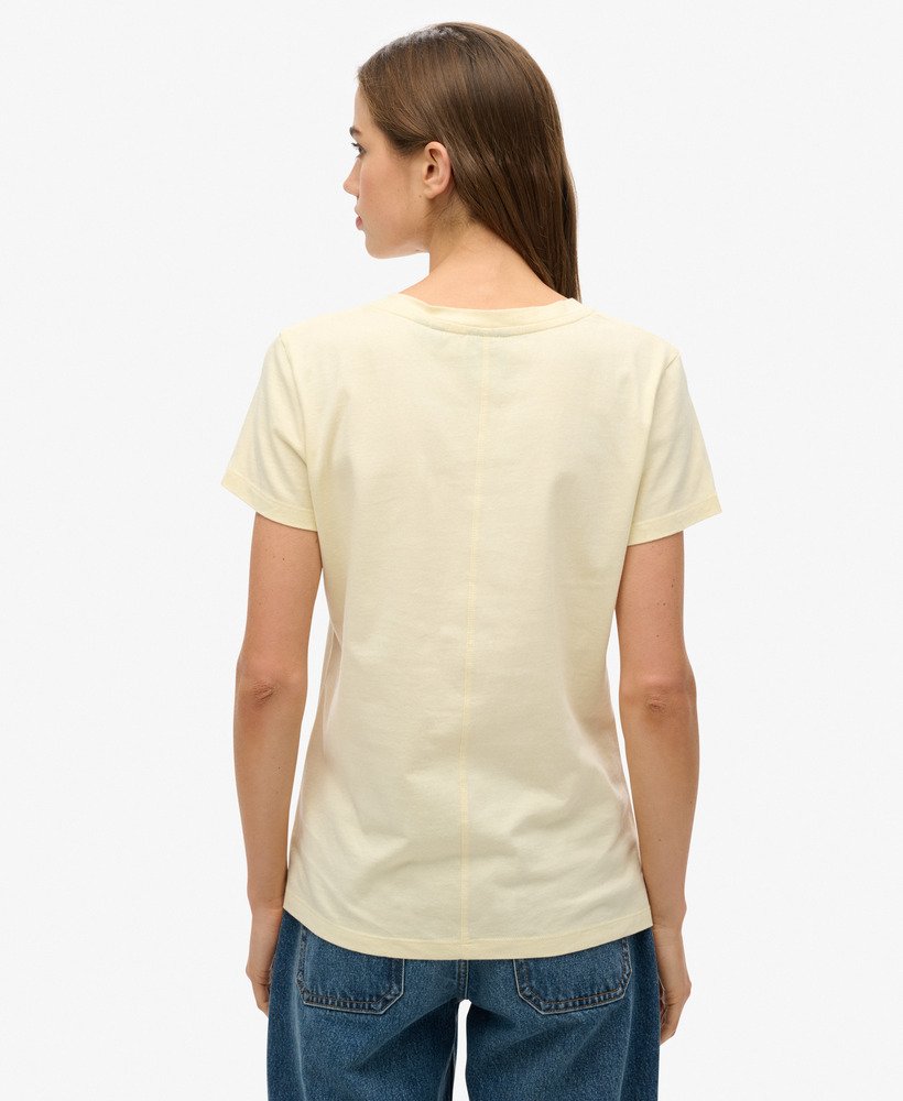 camiseta suika metallic relaxed com decote em v na cor creme urbano