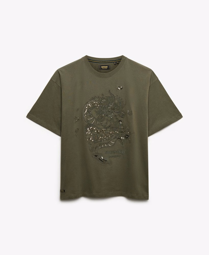 Camiseta oversized com estampa de tatuagem
