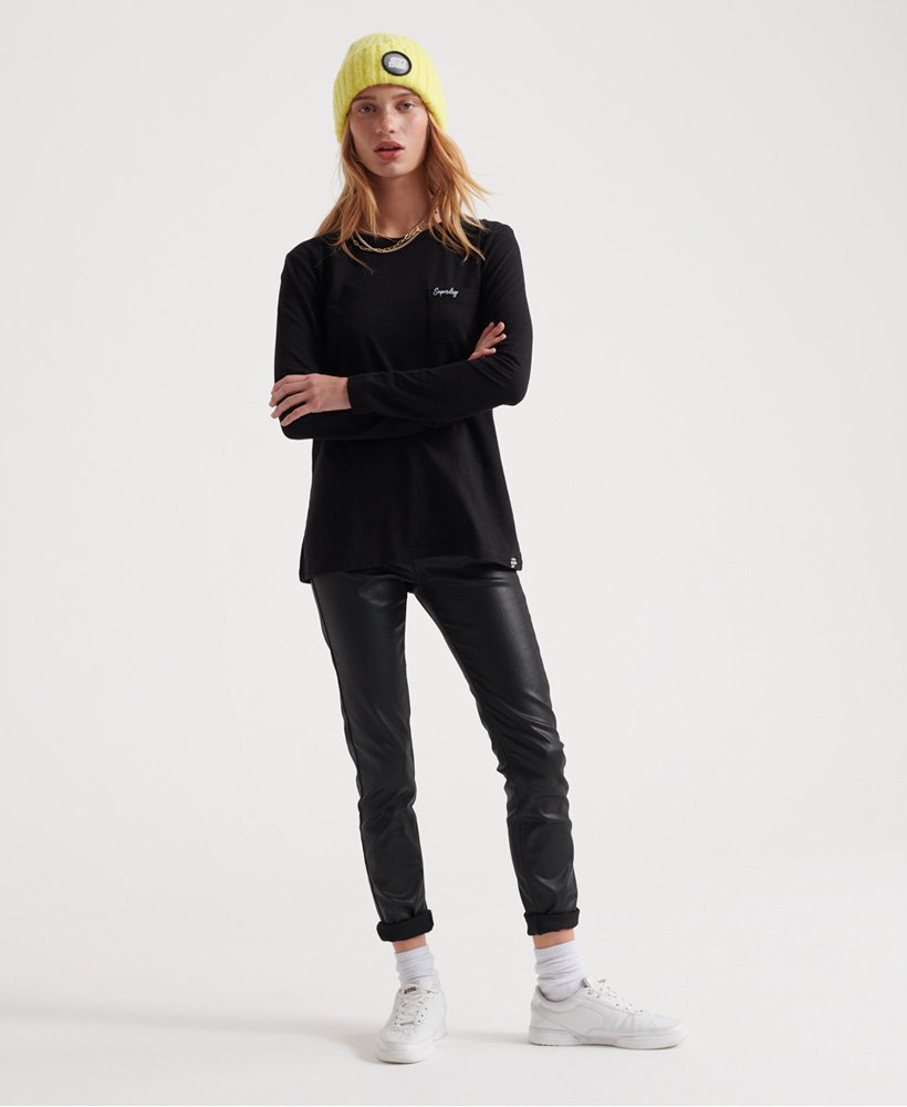 blusa de manga comprida orange label essential na cor preta.