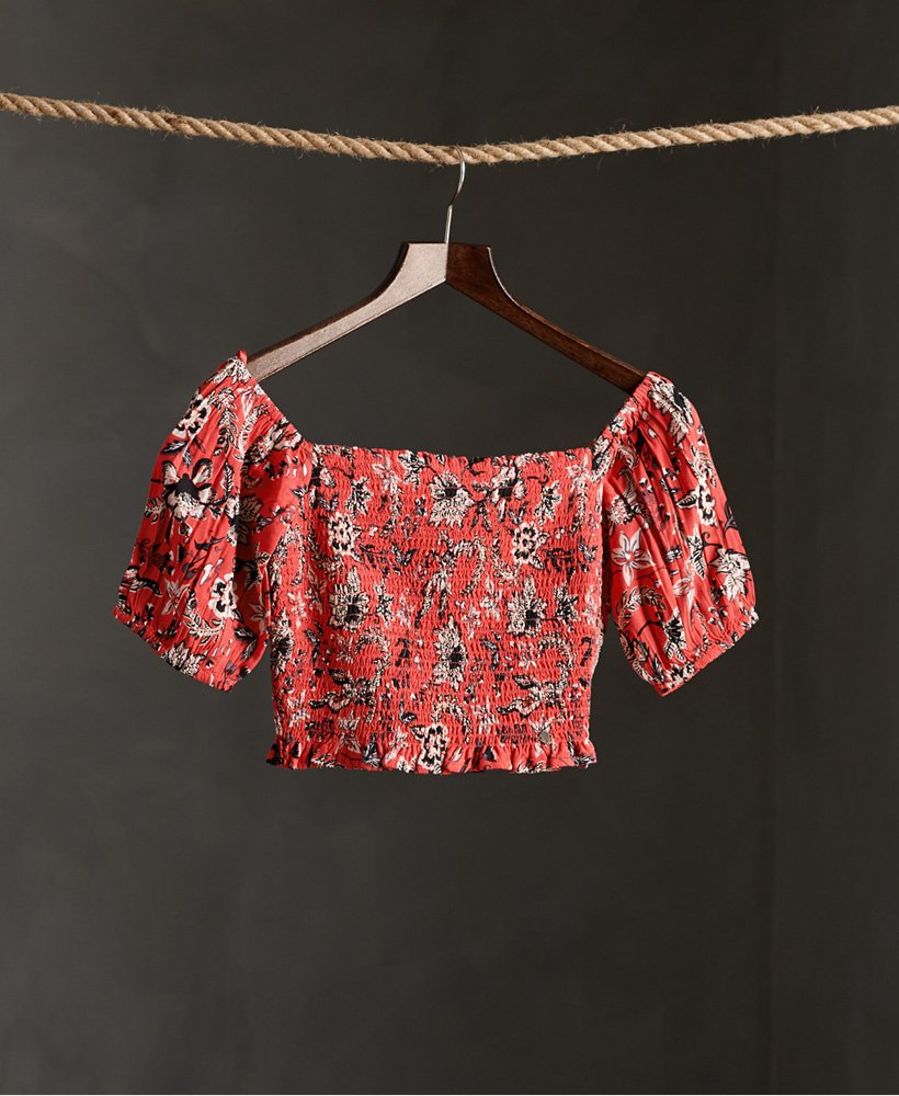 blusa kala com franzido na cor vermelha aop