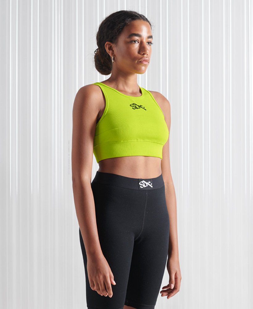 top cropped esportivo sdx de edição limitada na cor verde limão.