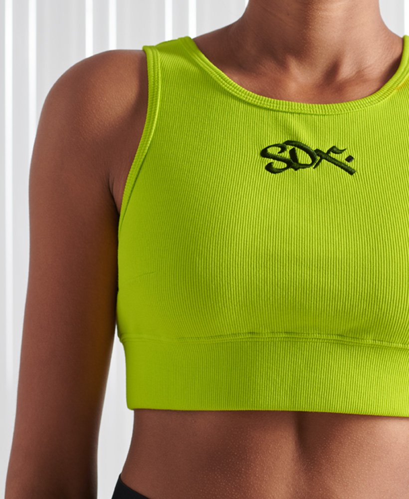top cropped esportivo sdx de edição limitada na cor verde limão.