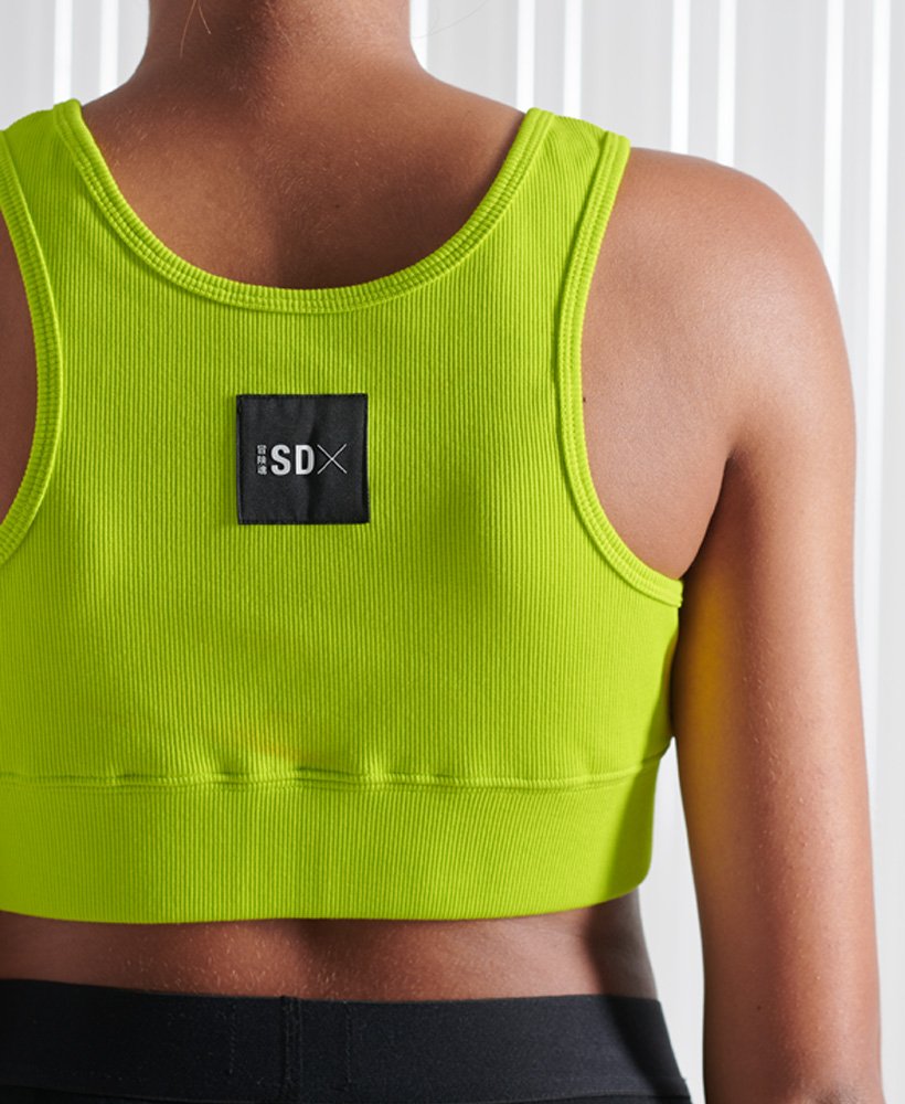 top cropped esportivo sdx de edição limitada na cor verde limão.