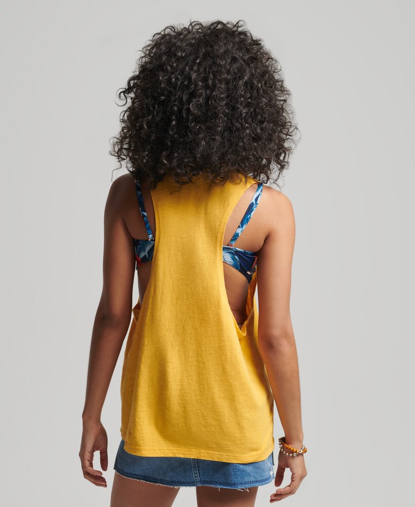 colete vintage cali stripe na cor amarelo pigmentado.