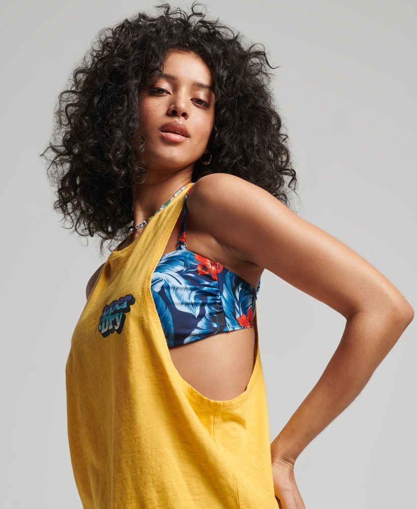 colete vintage cali stripe na cor amarelo pigmentado.