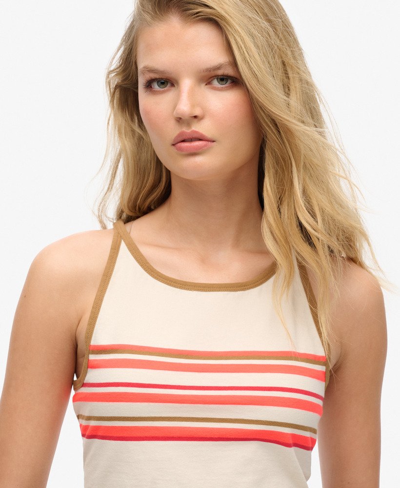 regata vintage listrada estilo surf na cor aveia.