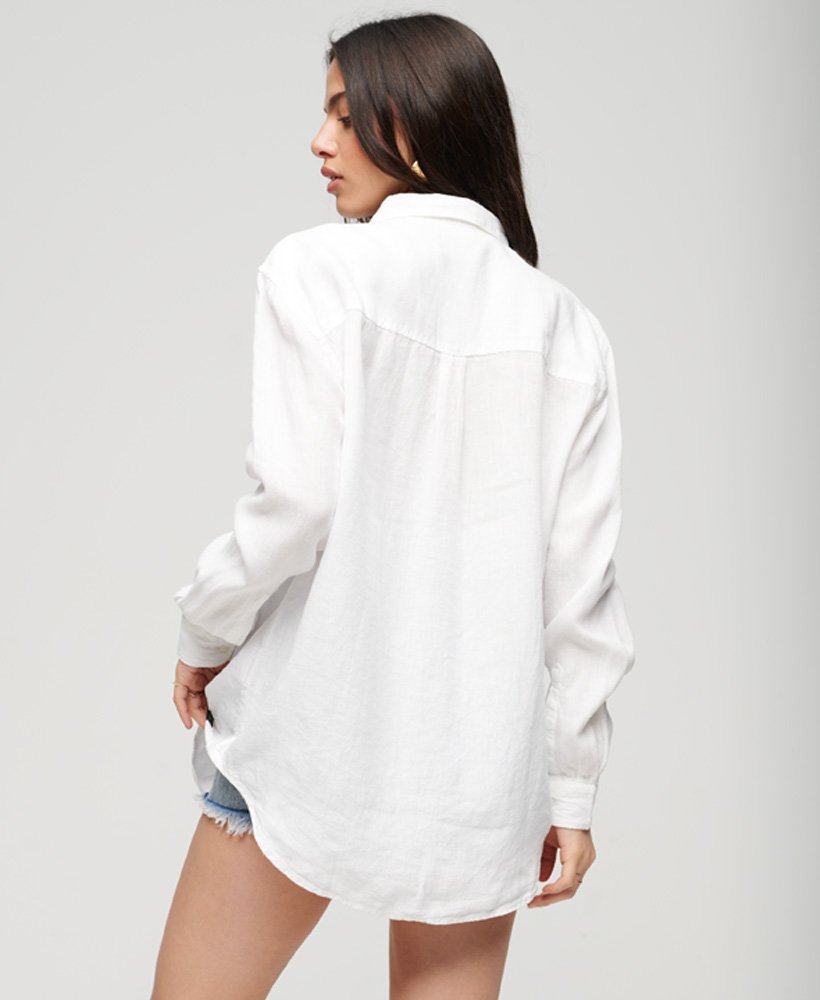 camisa boyfriend casual de linho na cor optic