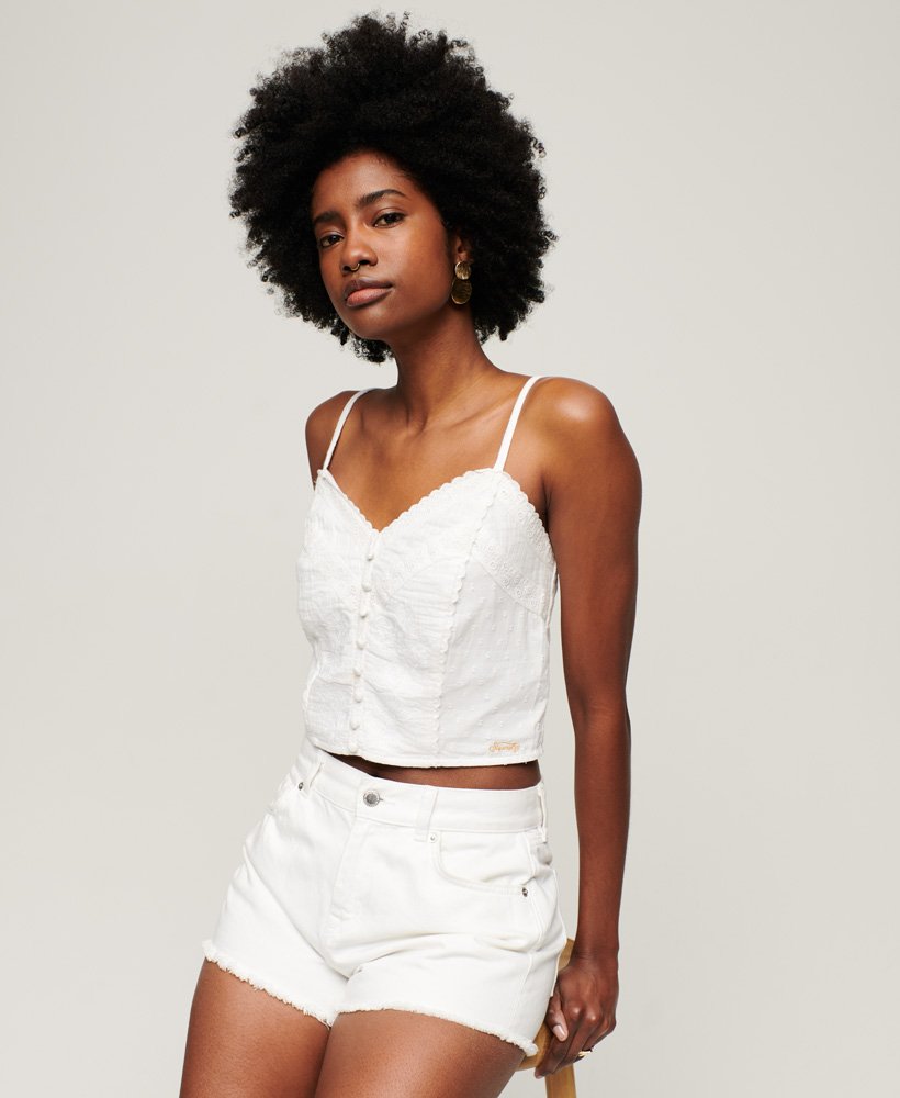blusa regata vintage bordada na cor branca.