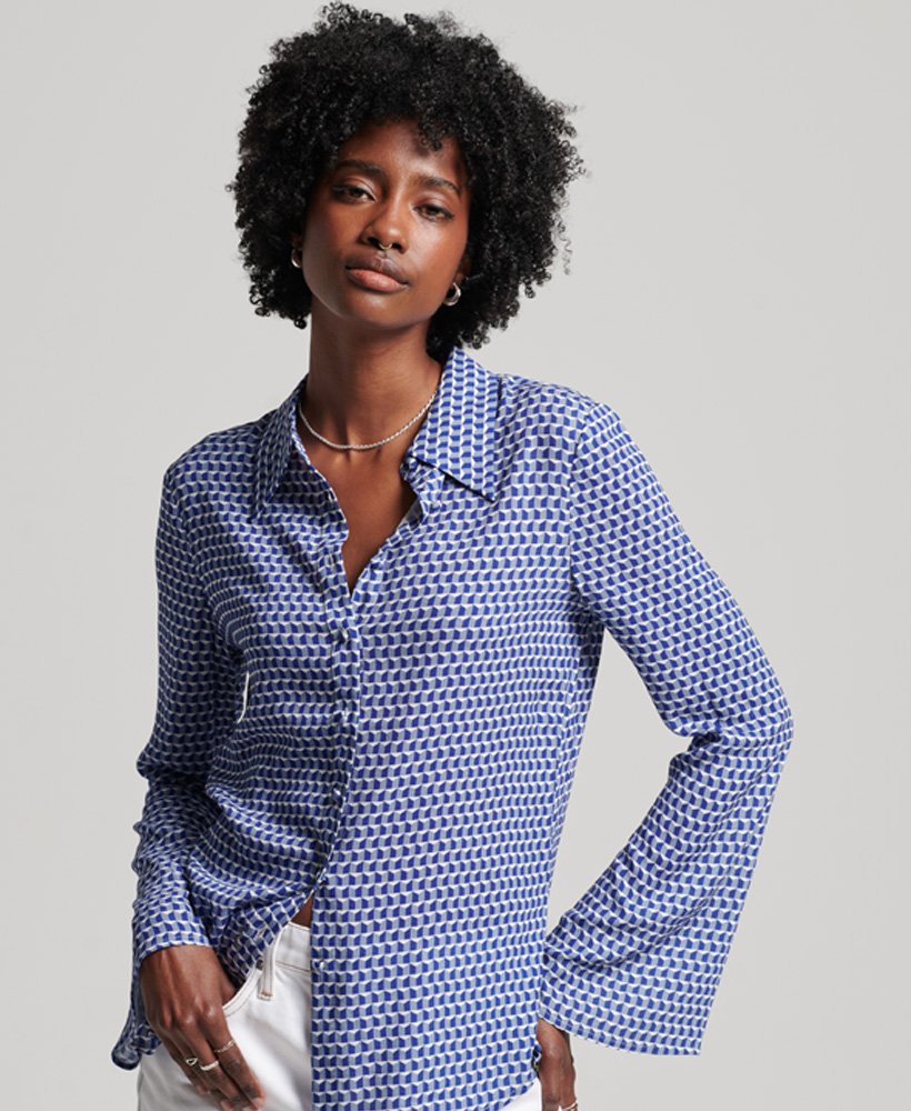 camisa studios seventies em estampa geométrica azul marinho listellos