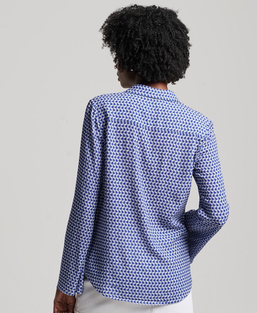 camisa studios seventies em estampa geométrica azul marinho listellos
