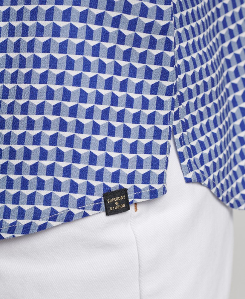 camisa studios seventies em estampa geométrica azul marinho listellos