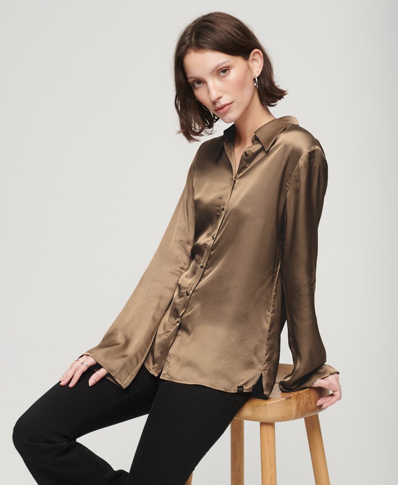 camisa studios satin seventies na cor woodsmoke