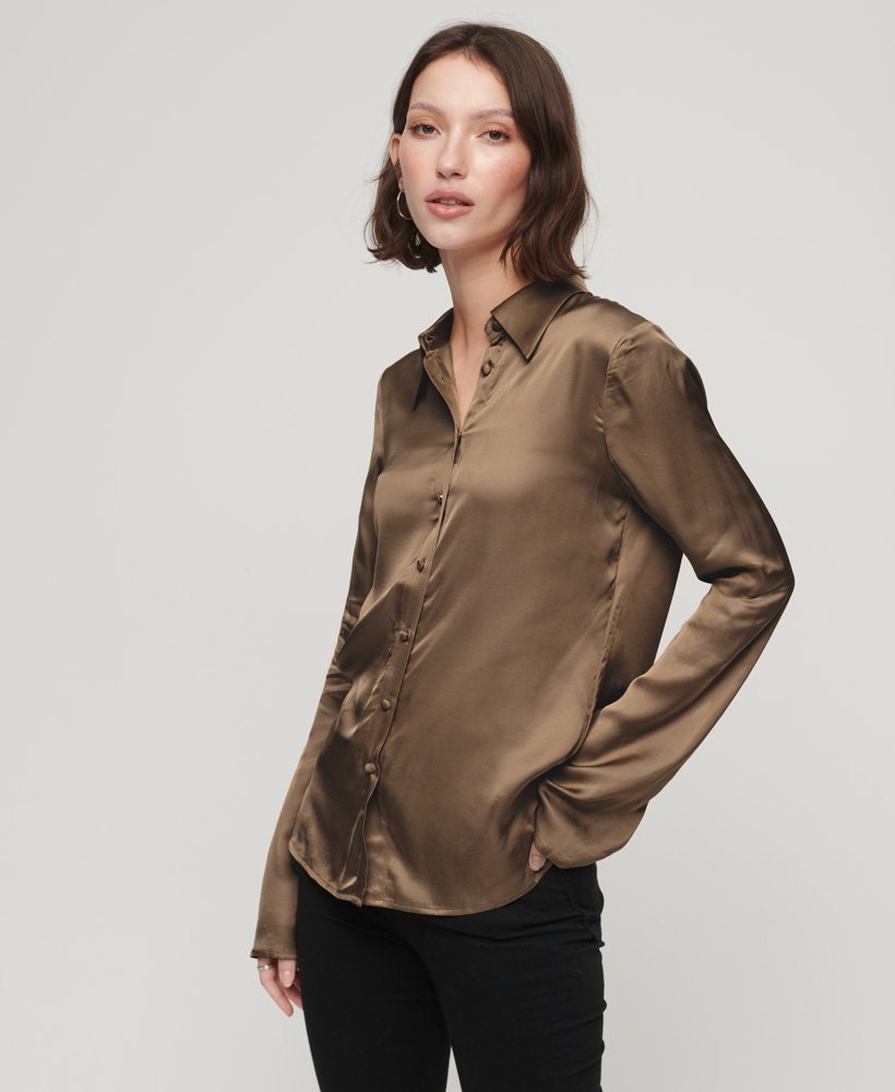 camisa studios satin seventies na cor woodsmoke