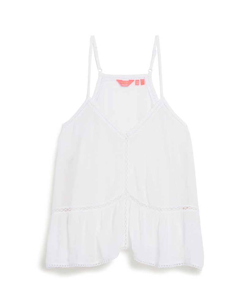 top de alças com detalhe em escada na cor off white