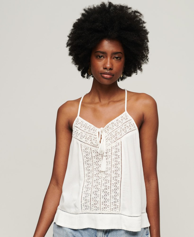 blusa regata com amarração no pescoço na cor off white