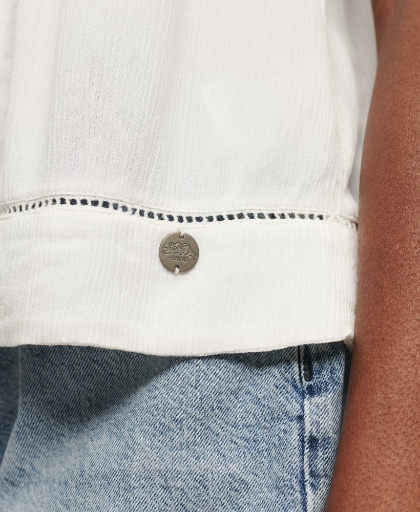 blusa regata com amarração no pescoço na cor off white