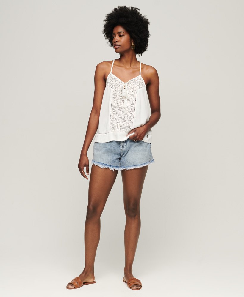 blusa regata com amarração no pescoço na cor off white