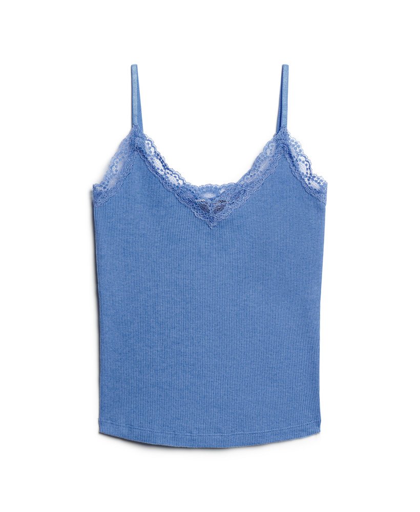 top de alças canelado em algodão orgânico na cor rosa mesclado azul.