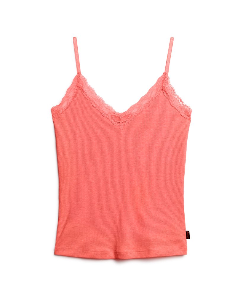 top de alças canelado em algodão orgânico na cor coral pastel.
