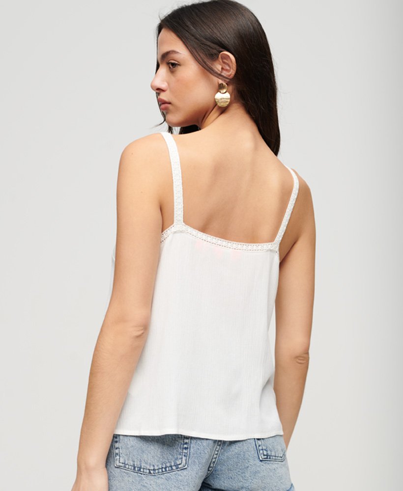 top de alças bordado na cor off white