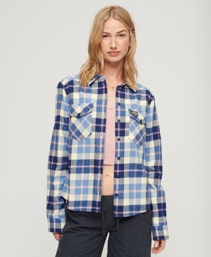 camisa de flanela xadrez lenhador em xadrez azul clássico