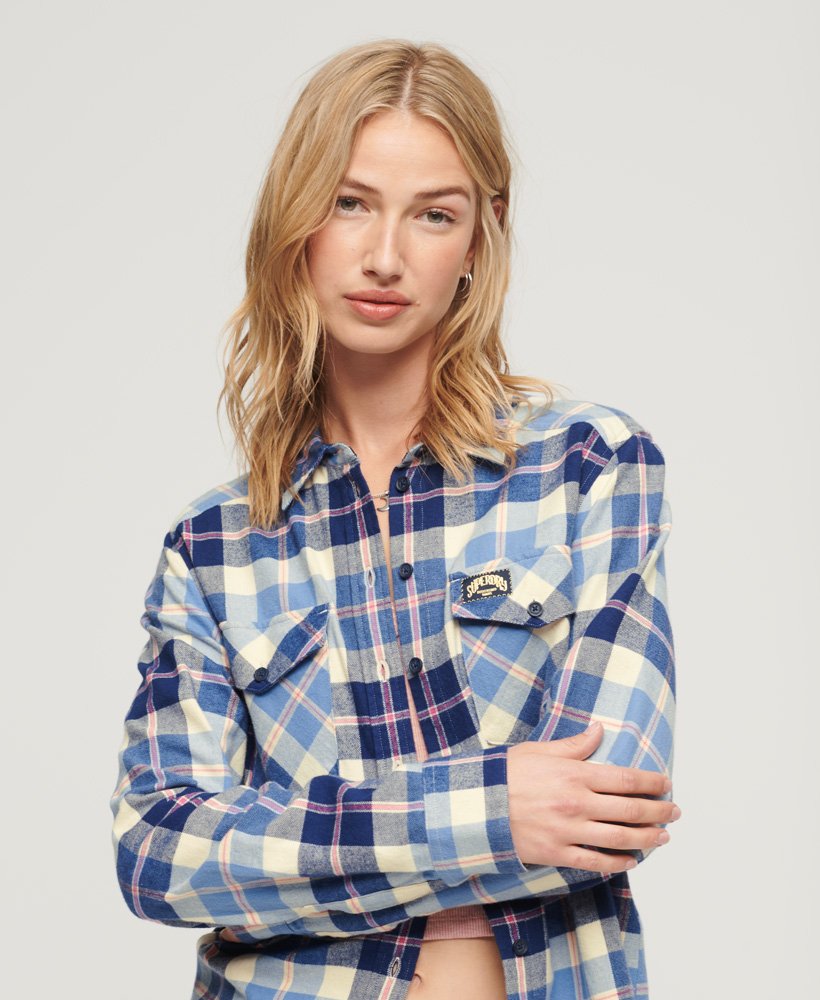 camisa de flanela xadrez lenhador em xadrez azul clássico