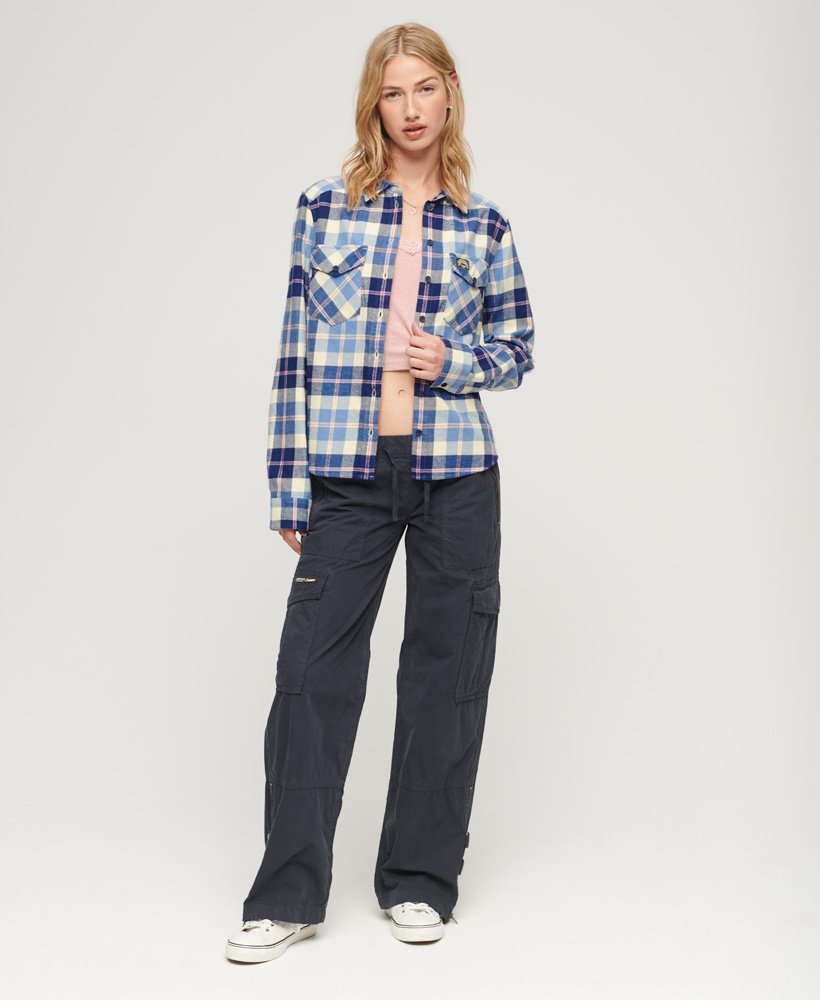 camisa de flanela xadrez lenhador em xadrez azul clássico