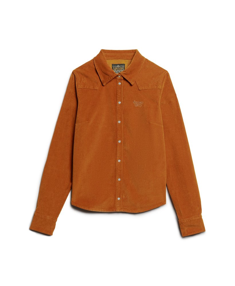 camisa western de veludo cotelê em tom bege vibrante