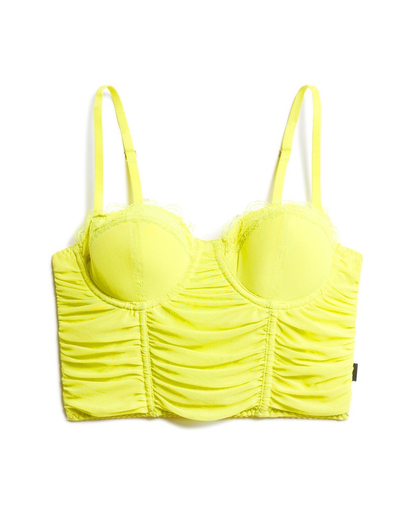top corset cropped franzido em tule na cor sulphur spring