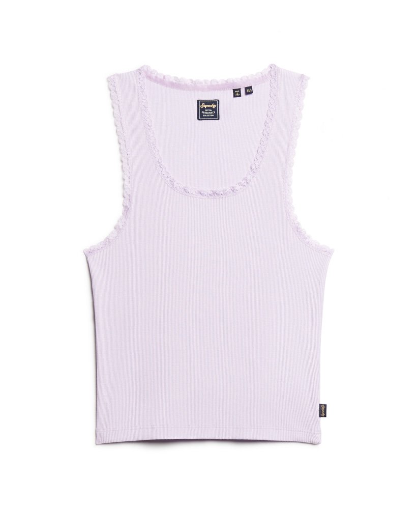 regata athletic essentials vintage com detalhe em renda na cor violeta palma