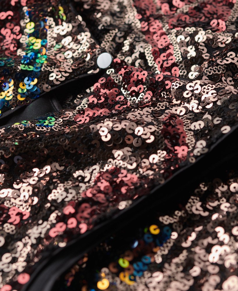 top sem mangas estilo nadador com lantejoulas em estampa de lantejoulas multicoloridas.