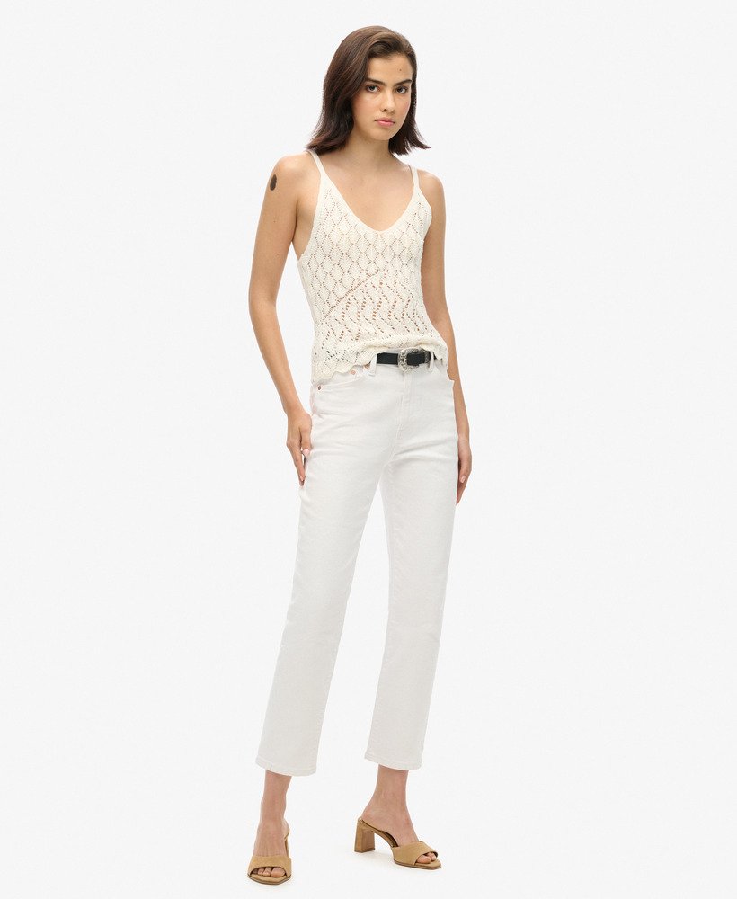 top de crochê estilo camisola na cor desert bone off white