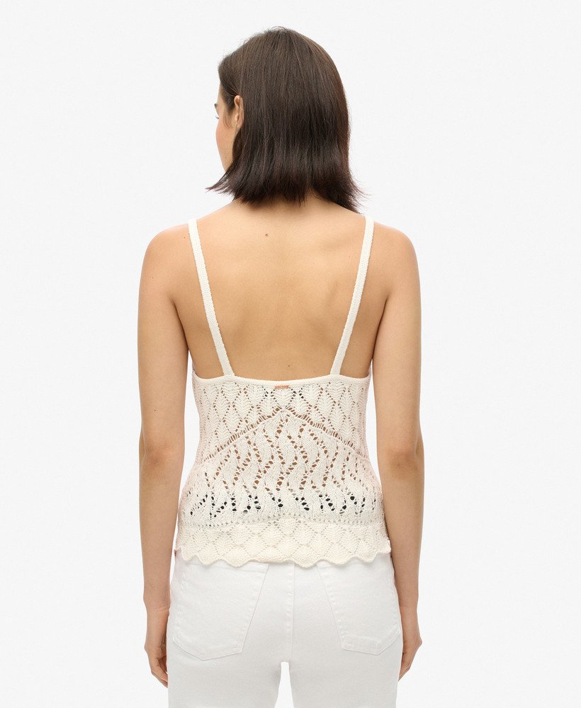 top de crochê estilo camisola na cor desert bone off white
