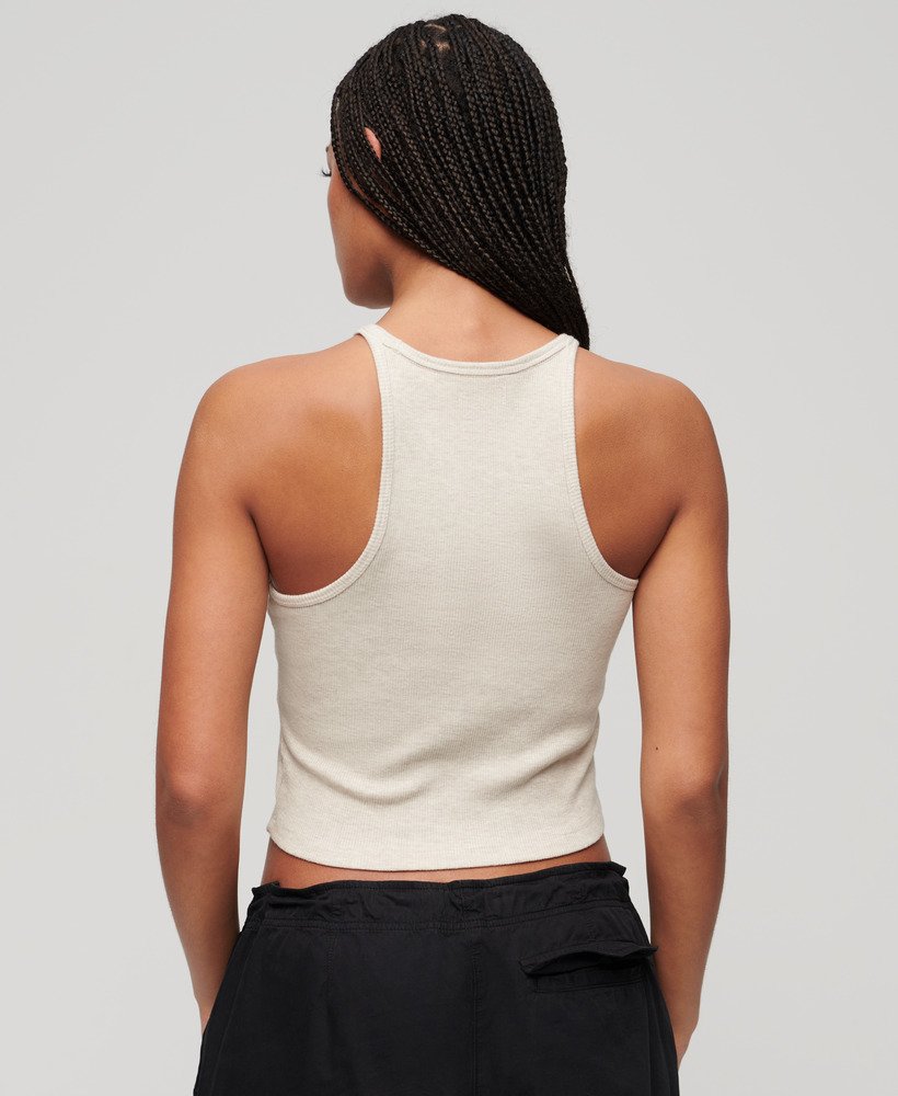 regata esportiva essential logo racer na cor creme de aveia mesclado